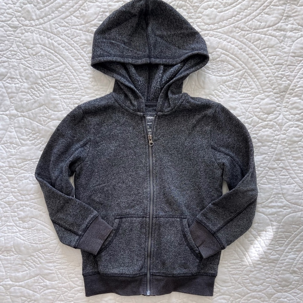 Boys’ Fleece Zippered Hoodie, Marled Dark Navy